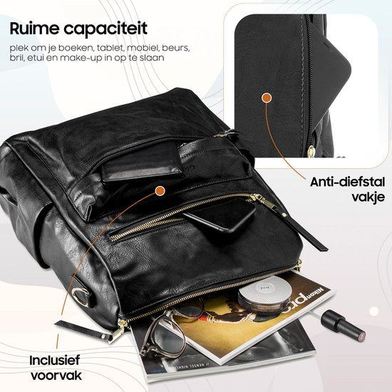 Glennoo Rucksack - Rucksack Damen - Wasserdicht - Klein - Anti-Diebstahl-Fach - Rücken, Schulter, Handtasche in einem - weiches PU-Leder