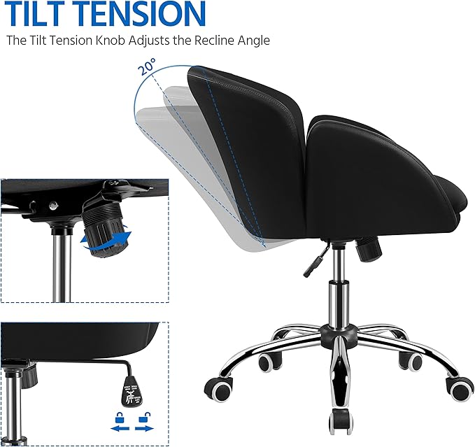 Yaheetech Ergonomischer Bürostuhl – Schwarz – Verstellbarer Drehstuhl mit Armlehnen und Neigungsfunktion