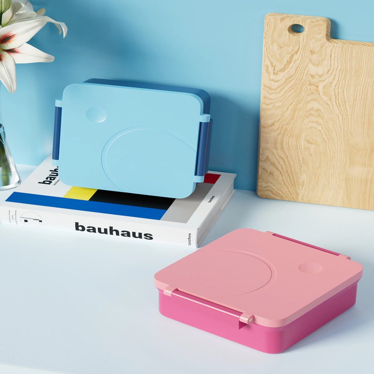Meoky Lunchbox mit Fächern – Einfacher Verschluss – 54 oz – Blau