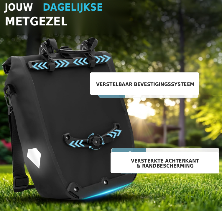 Radgeist 2-in-1-Fahrradtasche und Umhängetasche – 20 Liter – Isoliert – Schwarz