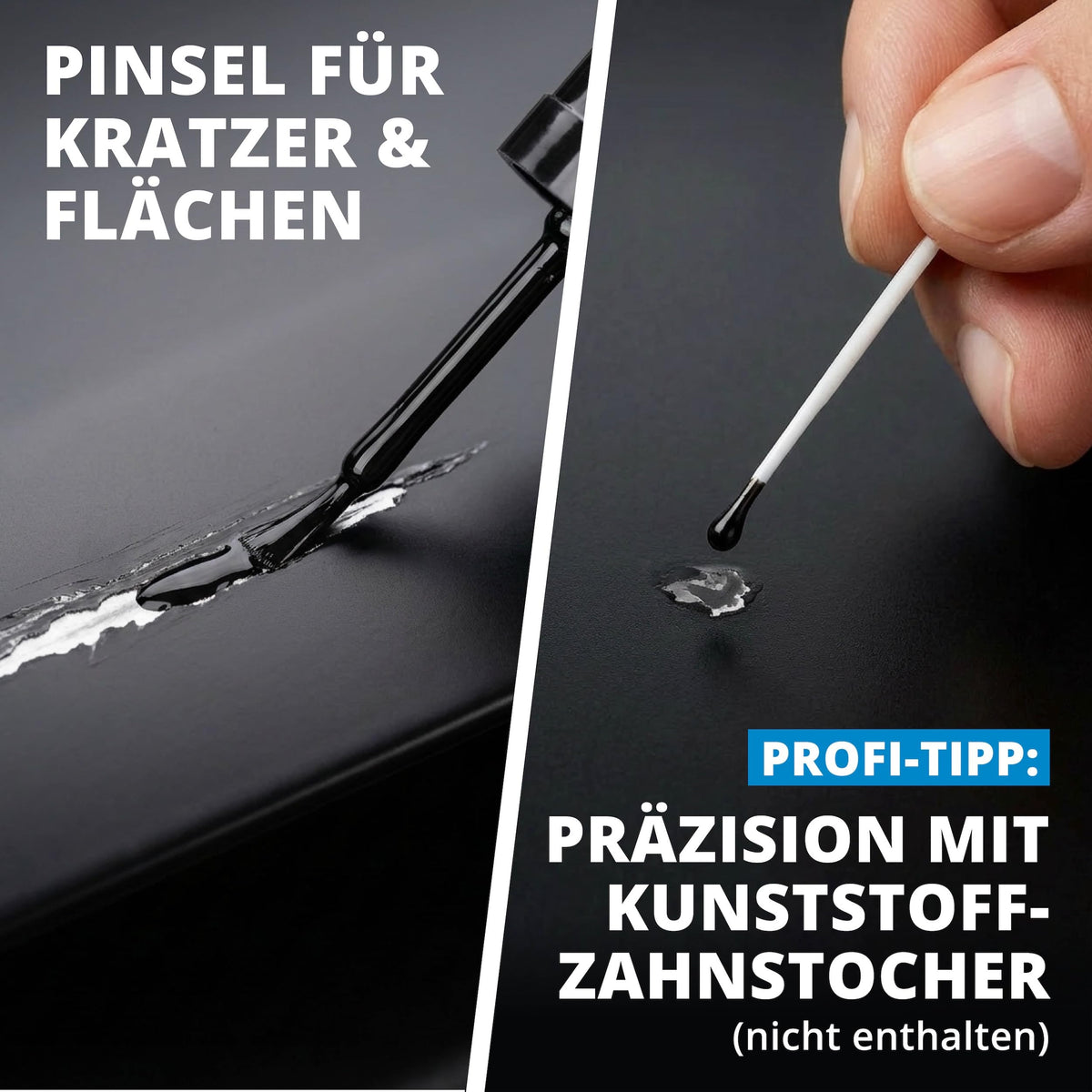 Licargo Lackstift schwarz matt – Reparaturstift für Autolack – Präzisionspinsel – hohe Deckkraft und schnelle Trocknung – hergestellt in Deutschland