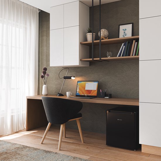 KitchenBrothers Mini-Kühlschrank - 40L - Kleiner Kühlschrank - Freistehend - Frigo - Kompakt - Schwarz