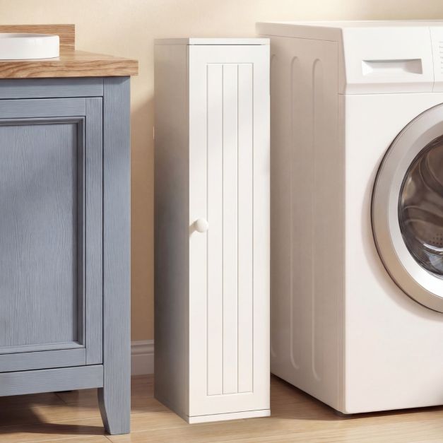 Coast Schmaler Toilettenschrank – 5 Staufächer – 17 x 16 x 69 cm – Weiß