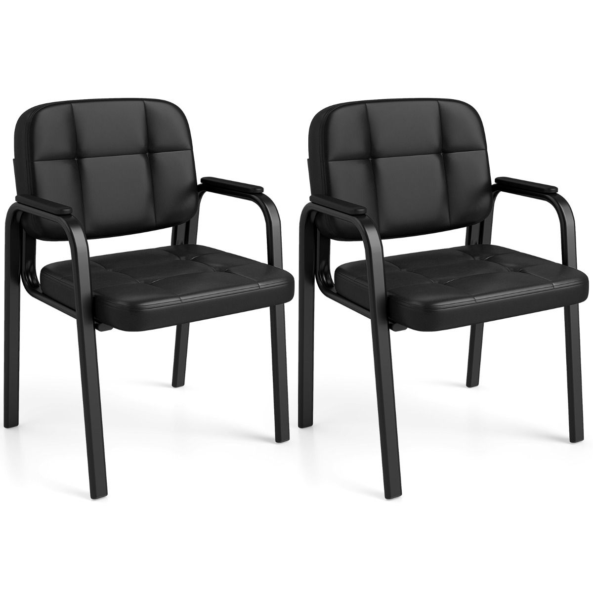 Coast-Bürostuhl mit gepolsterten Armlehnen – 55 x 59 x 81,5 cm – Schwarz – 2 Stück