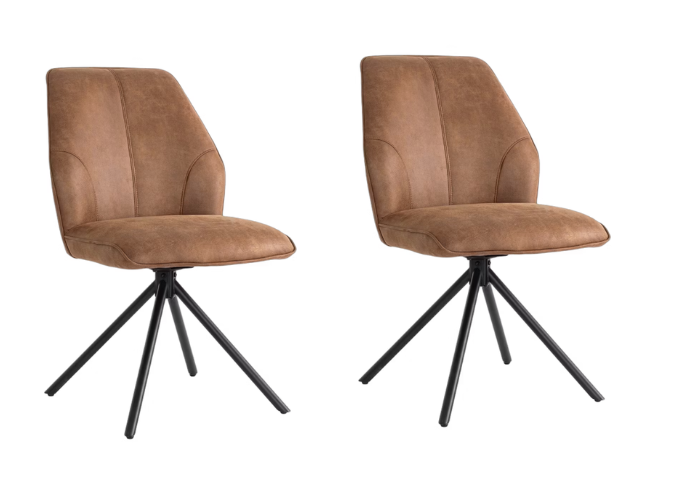 Criks Design Nova Esstisch-Drehstuhl - 2er-Set - Cognac - 54 x 64 x 87 cm