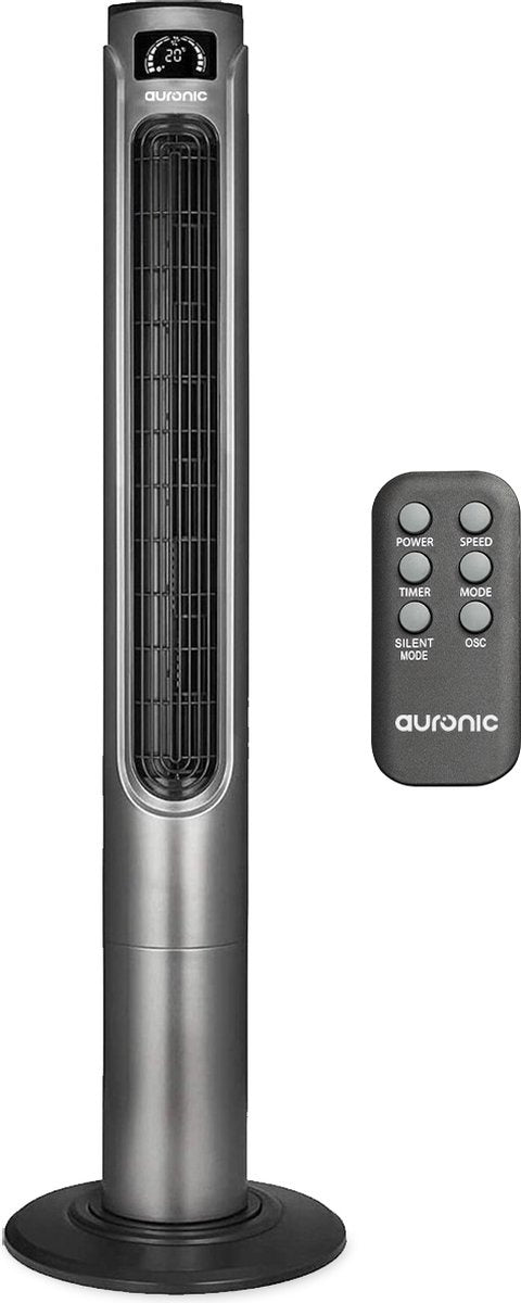 Auronic Tower Fan - Standventilator mit Fernbedienung - Timer - 55W - 45dB - 118cm - Dunkelgrau