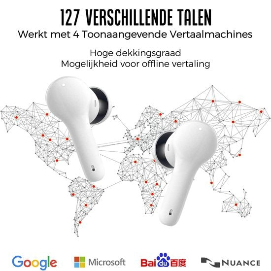 Shine Translation Computer - Sprachübersetzungsgerät - Wireless Earbuds White - EarPods mit Ãœbersetzungsfunktion - Bluetooth 5.0 - 127 Sprachen und 97% Genauigkeit - 24 Stunden Batterie