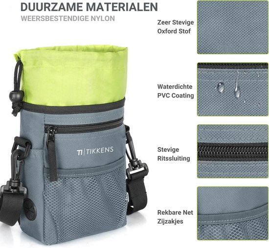 Tikkens Belohnungstasche für Hunde – Mit Clicker und zusammenklappbarem Fressnapf – Wasserdicht und waschbar – 25 x 15 x 3 cm – Grau