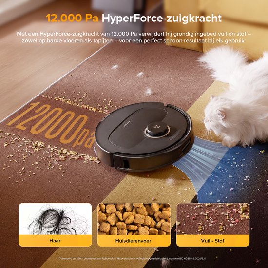 Roborock Qrevo S5V – Roboterstaubsauger mit Ladestation – 12.000 Pa Saugkraft – FlexiArm – Wischen – Reaktive Hindernisvermeidung – Doppelte Anti-Verfilzungsfunktion – Warmlufttrocknung – Hindernisvermeidung und intelligente Navigation – Schwarz