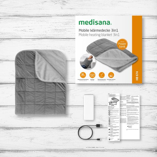 Decoways – Medisana 3-in-1-Heizdecke HB 674, 162 x 62 cm, grau