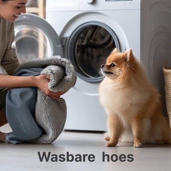 CozySense® Orthopädisches Hundekissen 75x45 cm Größe M - Wasserdicht & waschbar - Sitzkissen und Hundebett - Ultraweicher Sherpa-Stoff - Grau & Anthrazit