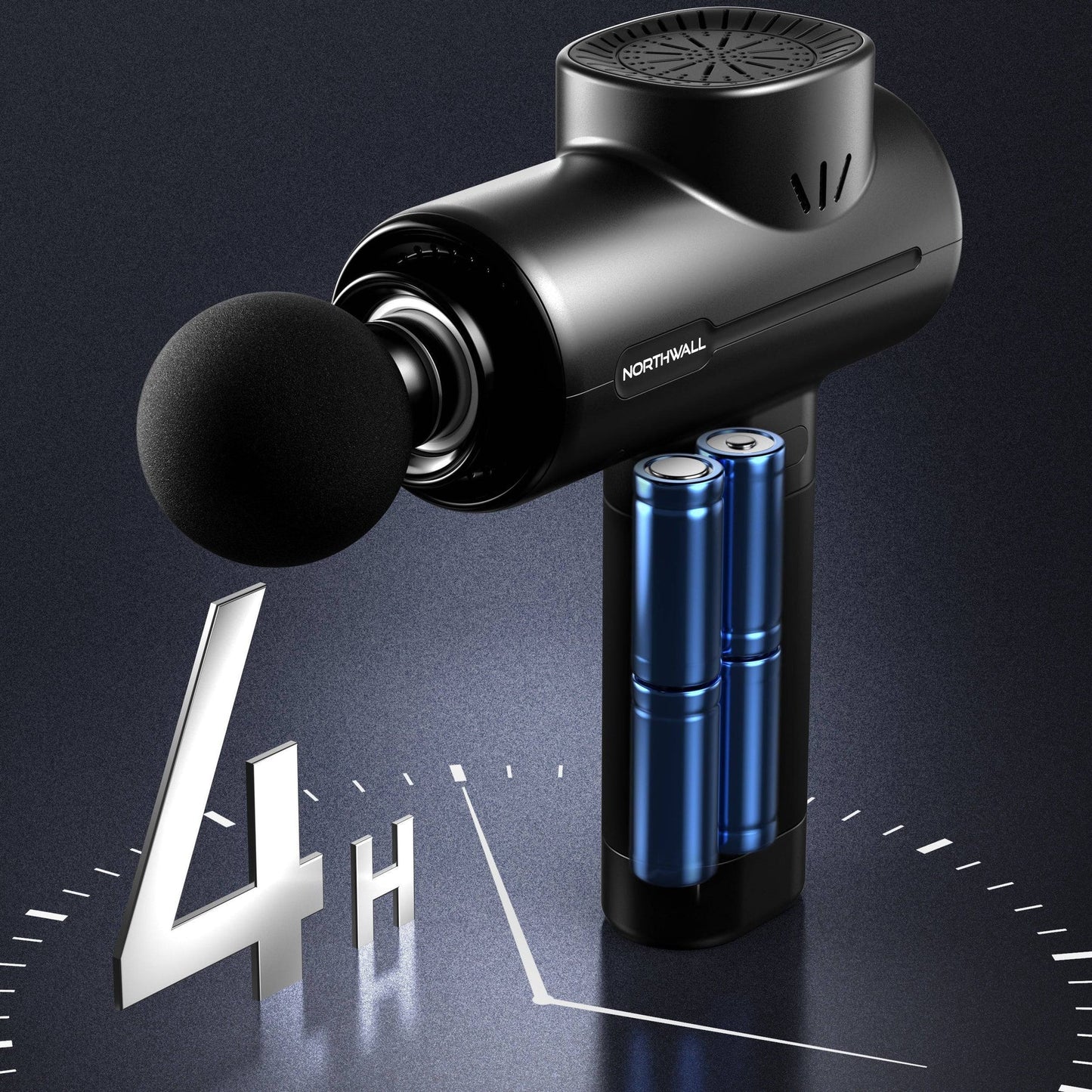 NorthGun Pro Massagepistole – Muskelmassagegerät zur Regeneration – Inkl. Ladestation – Schwarz