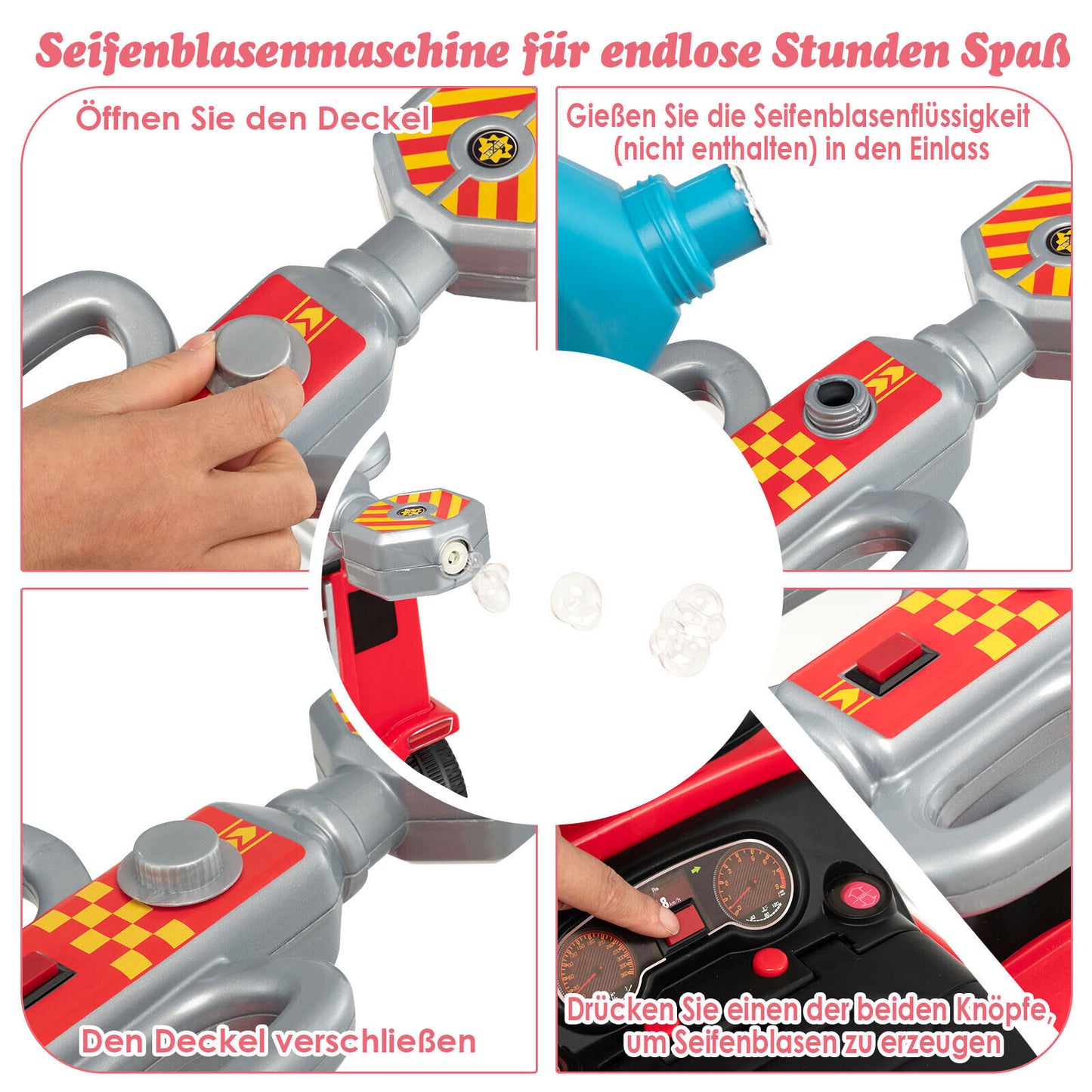 Coast Kinderfeuerwehrauto mit Seifenblasenpistole für Kinder 18-36 Monate rot