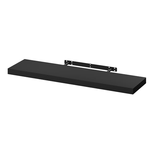 Woltu Schwimmende Wandtafel Schwarz 90 x 22,9 x 3,8 cm für Wohnzimmer und Büro