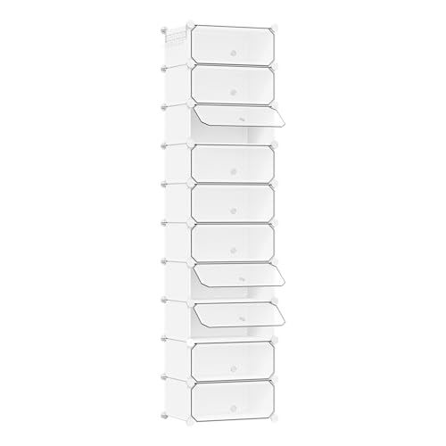 Woltu Schuhschrank mit 10 Fächern Weiß 40 x 30 x 170 cm