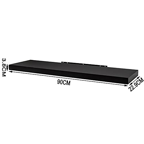 Woltu Schwimmende Wandtafel Schwarz 90 x 22,9 x 3,8 cm für Wohnzimmer und Büro