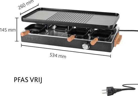 BOSKA Raclette Gourmet Party - Für 8 Personen Buchenholz Stahl - Gourmet-Set