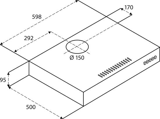 Inventum AKO6015ZWA Unterbau-Dunstabzugshaube 60 cm – Absaugleistung 350 m³/h – Geeignet für große Küchen – 3 Leistungsstufen – LED-Spots – Abluft und Umluft – Schwarz