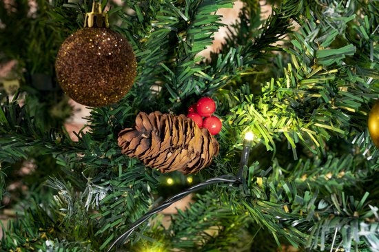 Weihnachtsgeschenke Künstlicher Weihnachtsbaum - Fichte mit Tannenzapfen - Weihnachtsdekoration für drinnen - 1024 Wipfel - 210 cm - Grün