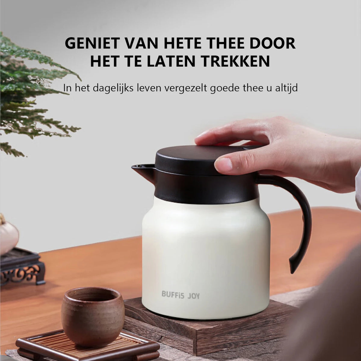 LIFEPAL Thermoskanne mit Teefilter – 800 ml – Innenwand aus Edelstahl 316 – 8-lagige Isolierung – Weiß