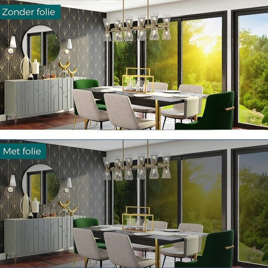 Homewell Sonnenschutz HR Fensterfolie 120x300cm - Statisch isolierende Folie mit Spiegeleffekt - Schwarz (inkl. Rakel)