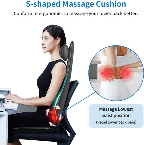 RENPHO Shiatsu-Massagekissen - Vollständige Rücken- und Nackenmassage - Mit Wärme und Vibration - Einstellbare Zonen und Intensität - Automatische Höhenerkennung - Geeignet für jeden Stuhl - Ideal für zu Hause oder im Büro