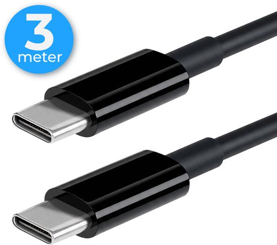 Nuvance USB-C-Kabel – 100 W – USB-C auf USB-C – 3 Meter – USB-C-Kabel – Schnellladegerät – 480 Mb/ps Datenübertragung – USB-C-Ladegerät – Schwarz