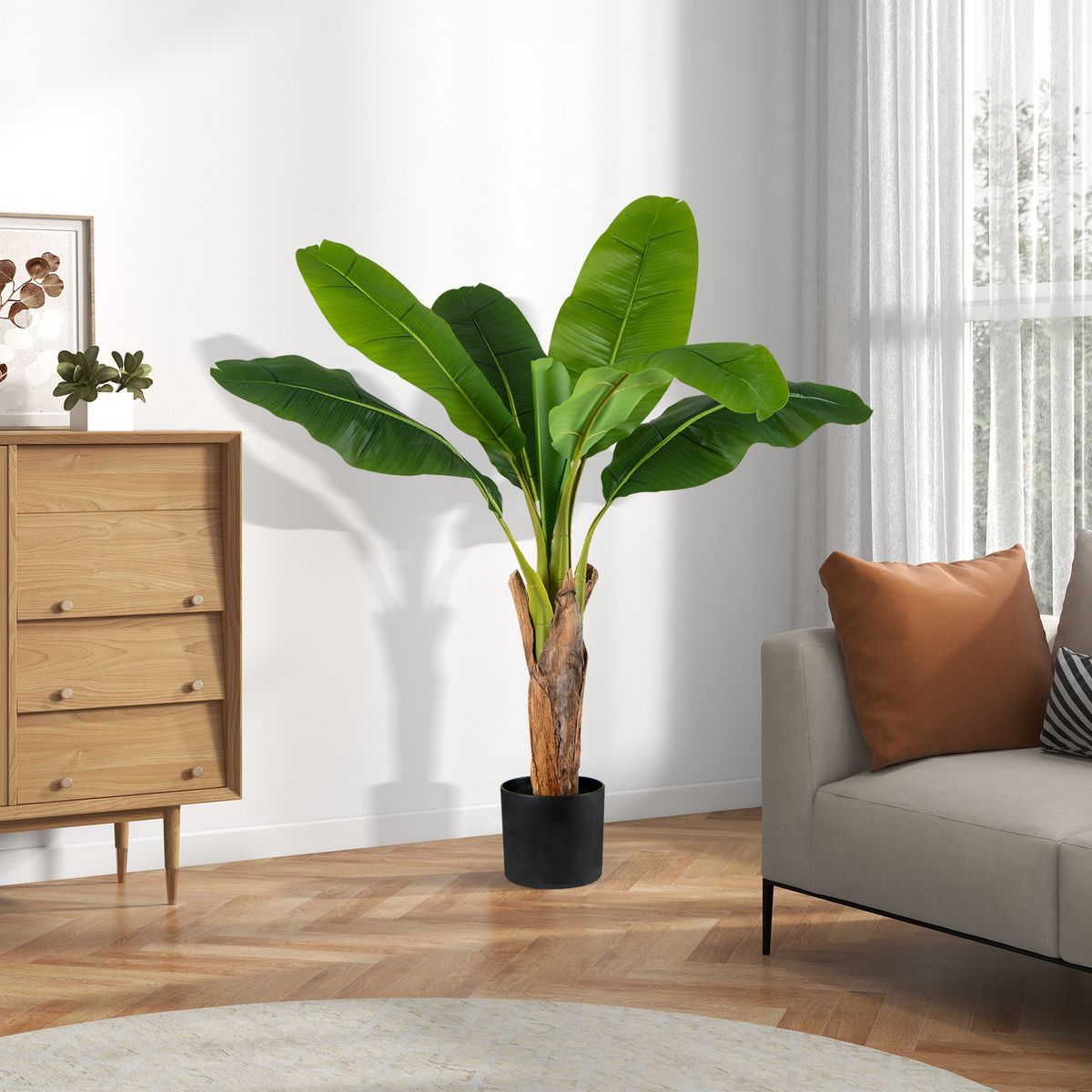 Coast Kunstpflanzen-Set – Tropische Palme und Paradiesvogelblume – 2 Stück – 107 cm – Grün