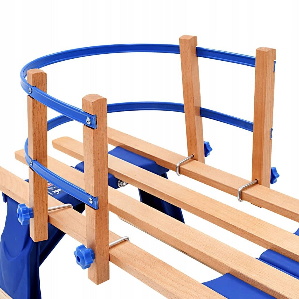 Woltu Holzschlitten, traditionell – blau – mit Rückenlehne