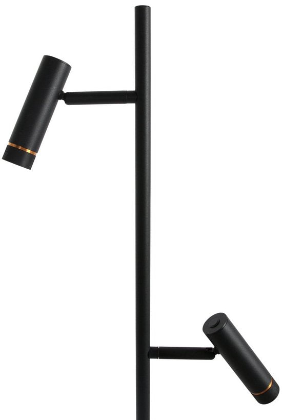 Stehlampe Lumo 4608ZW – moderne schwarze LED-Leselampe von Mexlite, 125 cm hoch, dreh- und neigbar, mit verstellbaren Lichtpunkten und Touch-Dimmer