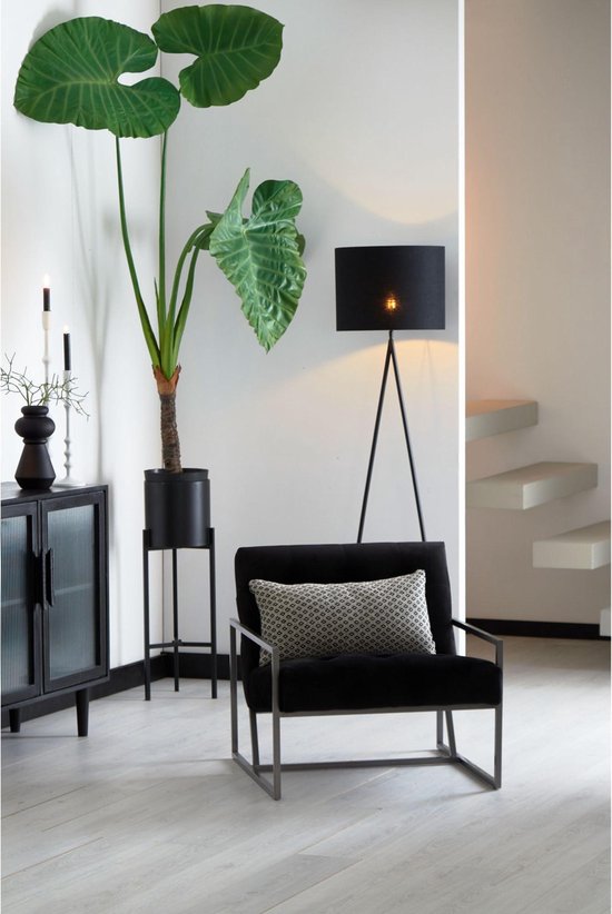 Light & Living Zylinder-Lampenschirm Livigno – Schwarz – Ø 50 x 38 cm – Modern