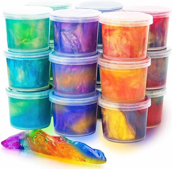 Partizzle 24x Galaxy Slime Pack - Universe Astronaut Handout Gifts - Grabbelton Making Slime Toys - Treat Gifts for Kids - Farbig