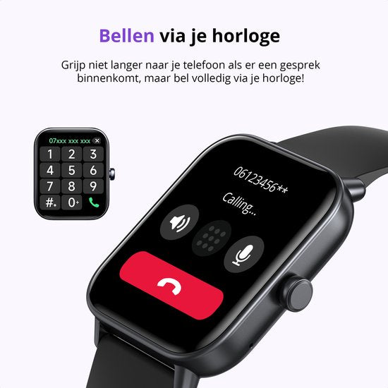 Maoo Boost 2 Smartwatch - Frauen & Männer - Android & iOS - Wasserdicht - Schwarz