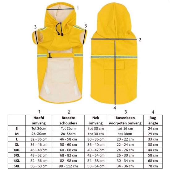 Dutchwide - Hundemantel - Regenmantel Hund - Gelb - Größe XXL
