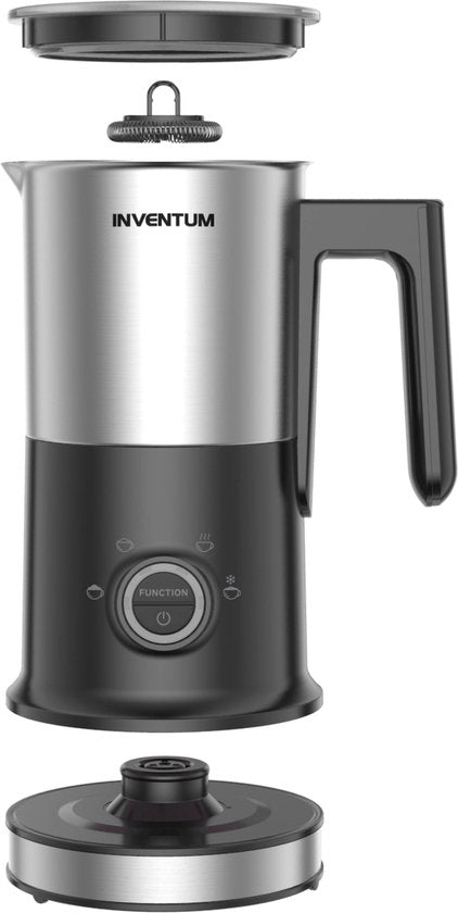 Inventum MK352S - Elektrischer Milchaufschäumer - 115/240 ml - Heiß-/Kaltaufschäumen - Heizung - PFAS frei - Antihaftbeschichtung - Schwarz/RSV