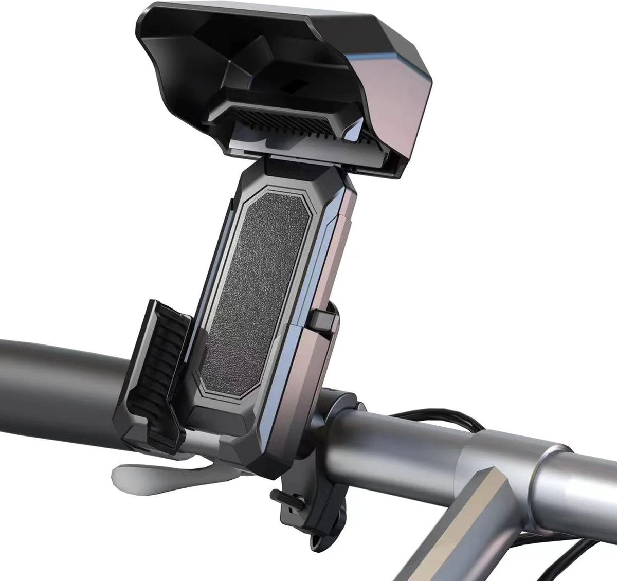 Podec 360° Fahrrad-Telefonhalter mit Sonnenschirm - Verstellbarer Handyhalter für Fahrrad, Roller & Motorrad - Geeignet für Smartphones bis zu 7 Zoll - Stabil & wasserfest