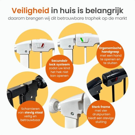 Goliving Treppengitter ohne Bohren - Klemmenbefestigung - Klemmenmodell - erweiterbar - Metall - 78 bis 93 cm - Weiß