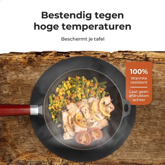 Castagnola Platzsets in Lederoptik - Runde Platzsets - Rutschfeste Kunstleder-Platzsets - Wasserabweisende Untersetzer - Untersetzer - 6 Stück - Durchmesser 38 cm - Schwarz