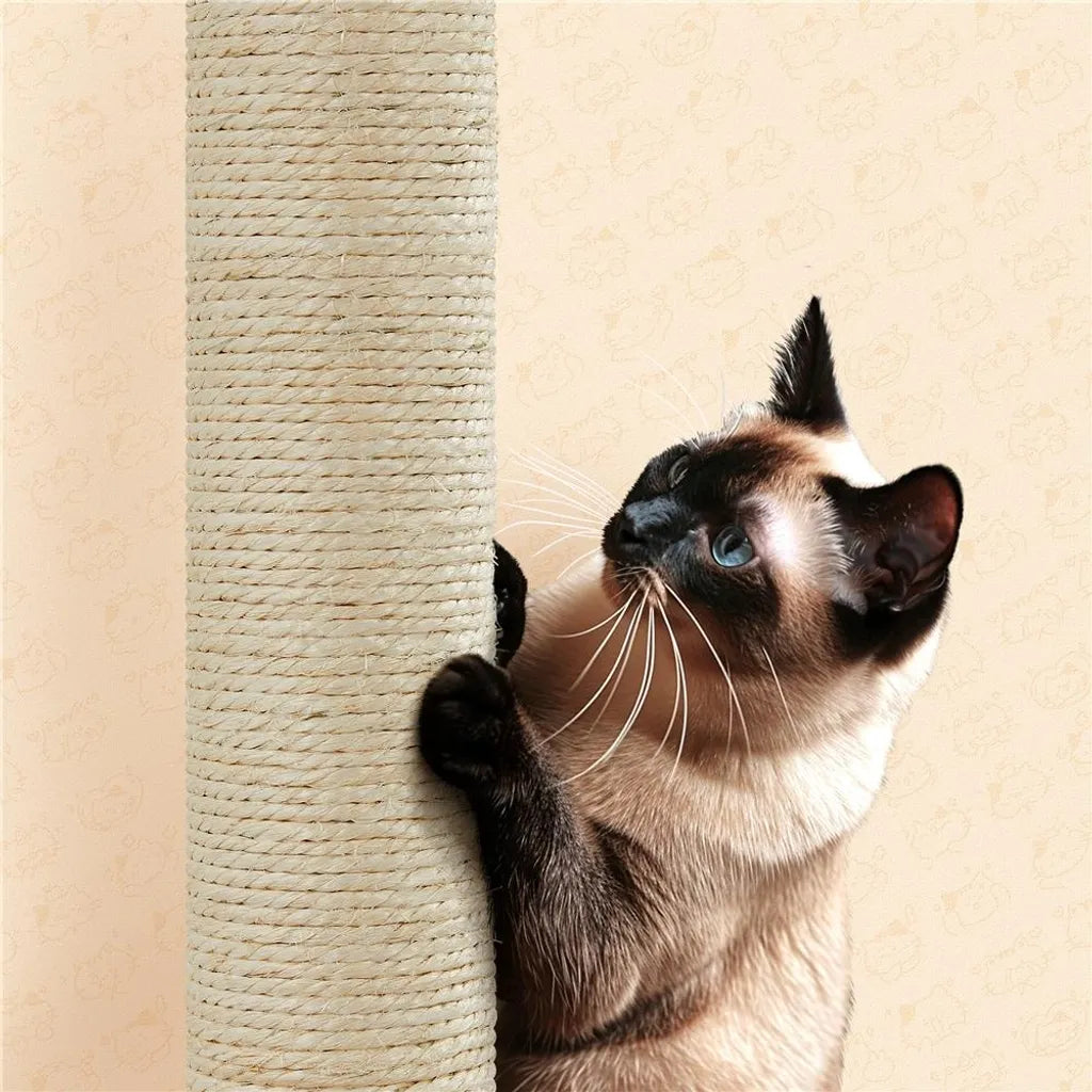 Yaheetech Kratzbaum mit Hängematte und Katzenhäuschen – Beige – 174,5 cm