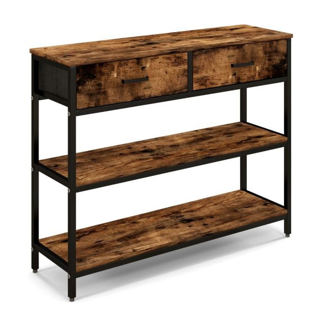 Coast Konsolentisch mit 2 Schubladen aus Stoff - 100 cm - Metallgestell - Kippschutz
