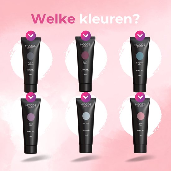 Moods Gellac - Luxus Polygel Set - Polygel Nägel Starter Pack - Inklusive UV LED Lampe - 6 Farben - Grau Nude