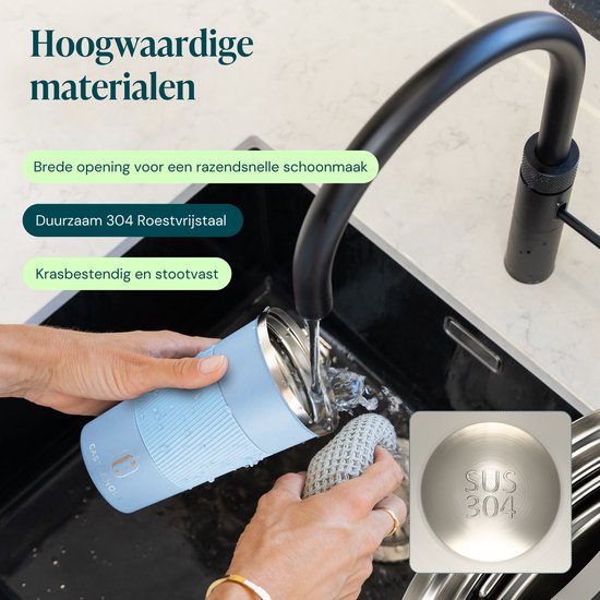 Castagnola Thermosbecher – Kaffeebecher zum Mitnehmen – Reisebecher für Kaffee und Tee – Teebecher – 510 ml – Edelstahl – Hellblau