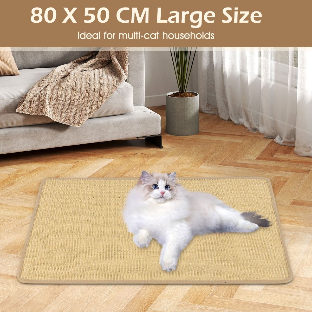 Coast Krabbenmatten-Set – Sisal – selbstklebend – 80 x 50 cm – naturfarben