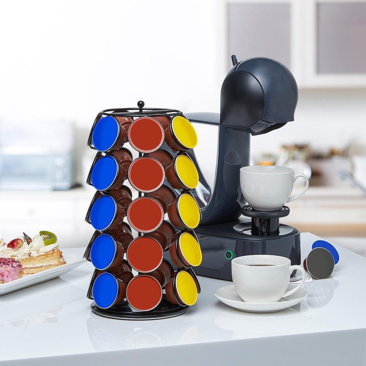 KitchenBrothers Kapselhalter - Dolce Gusto - 35 Kapseln - Schwenkbar - Schwarz