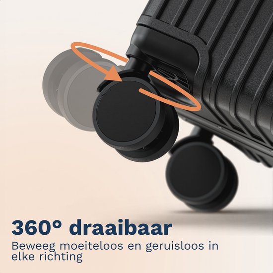 TRVLMORE Premium-Handgepäckkoffer – 54 x 35 x 22 cm – 360°-Drehrollen – Doppeltes TSA-Zahlenschloss – Polycarbonat – Ohne Reißverschluss – 40 Liter – Schwarz