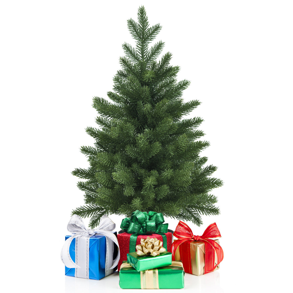 Costway Künstlicher Weihnachtsbaum - Mit Schnee Tannenzapfen & roten Beeren - Grün - 195cm
