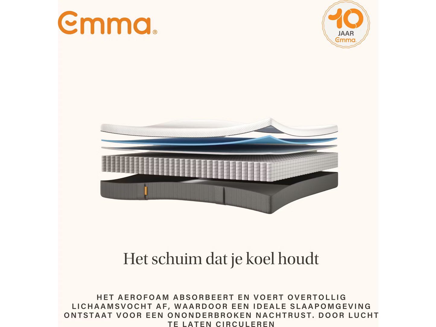 Emma Sleep 22 Lite Hybridmatratze - 7-Zonen-Taschenfederkern & langlebiger Stützschaum - 80 x 200 cm