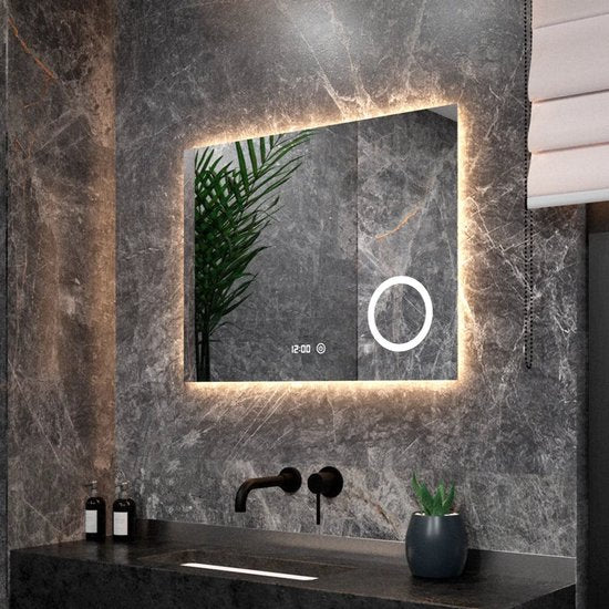 Mirlux Badezimmerspiegel - LED-Beleuchtung & Heizung - Rechteckig - Anti-Kondensation - 80x60CM