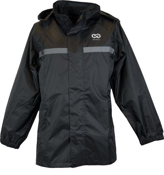 Infinity Goods Regenanzug - Damen & Herren - Größe S - Wasserdicht & Atmungsaktiv - Reflektierend - Schwarz
