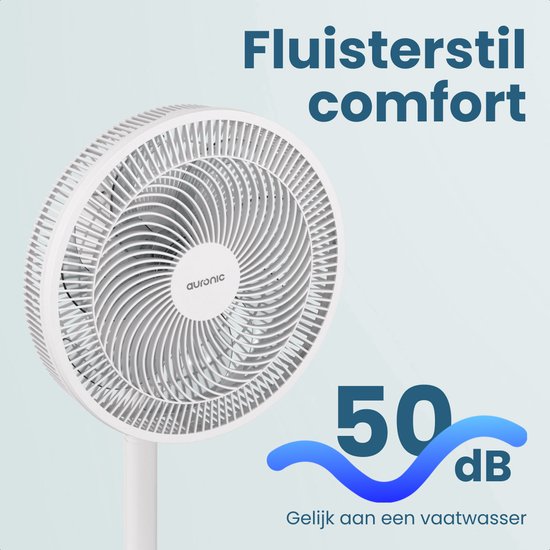 Auronic Stehventilator - 3 Geschwindigkeiten - 85° Oszillation - einstellbar von 70-116 cm - Weiß